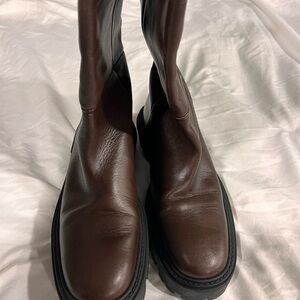 Zara Brown Leather Chelsea Boots